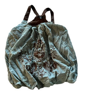 Papaya women's tank top teal and brown embroidered size small
